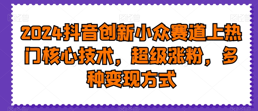 2024抖音创新小众赛道上热门核心技术，超级涨粉，多种变现方式【揭秘】-随风资源网