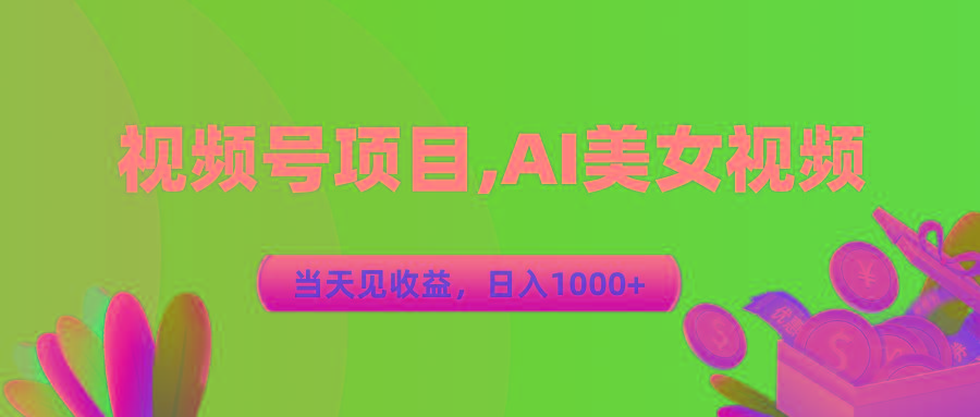 视频号蓝海项目,AI美女视频，当天见收益，日入1000+-随风资源网