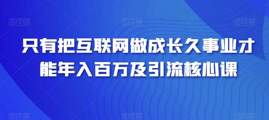 只有把互联网做成长久事业才能年入百万及引流核心课-随风资源网