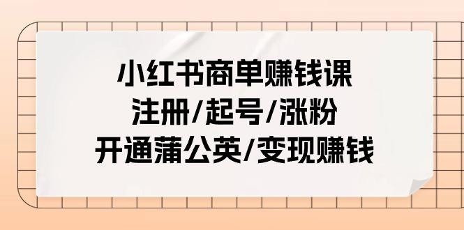 小红书商单赚钱课：注册/起号/涨粉/开通蒲公英/变现赚钱(25节课)-随风资源网