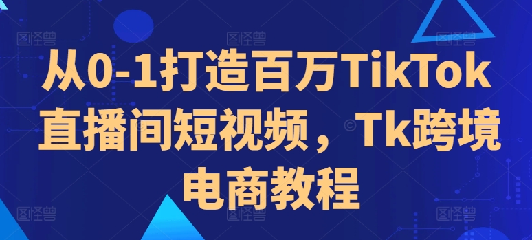 从0-1打造百万TikTok直播间短视频，Tk跨境电商教程-随风资源网