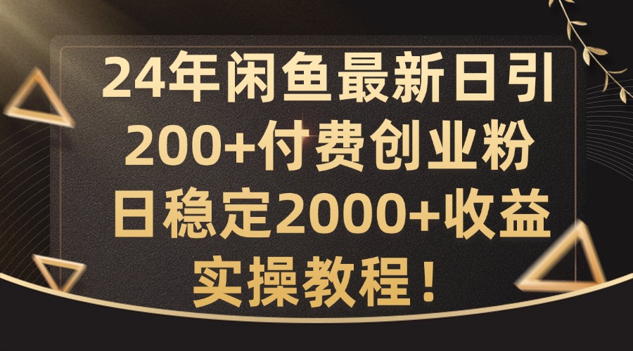 24年闲鱼最新日引200+付费创业粉日稳2000+收益，实操教程【揭秘】-随风资源网