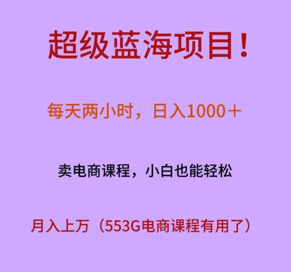 超级蓝海项目！每天两小时，日入‌1000＋，卖电商课程，小白也能轻‌松，月入上万-随风资源网