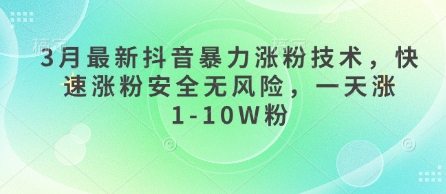 3月最新抖音暴力涨粉技术，快速涨粉安全无风险，一天涨1-10W粉-随风资源网