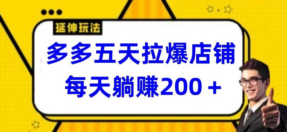 多多五天拉爆店铺，每天躺赚200+【揭秘】-随风资源网