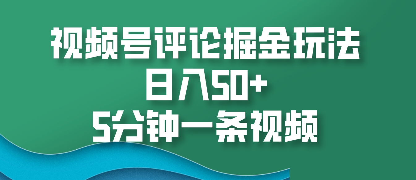 视频号评论掘金玩法，日入50+，5分钟一条视频-随风资源网