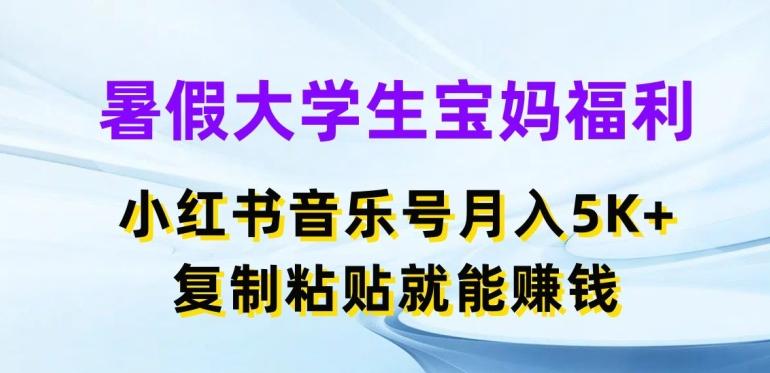 暑假大学生宝妈福利，小红书音乐号月入5000+，复制粘贴就能赚钱【揭秘】-随风资源网