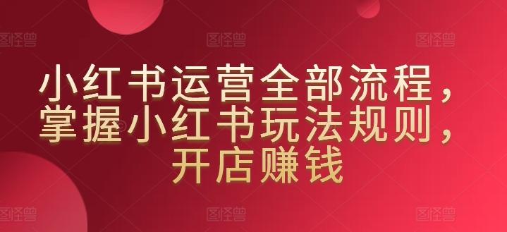 小红书运营全部流程，掌握小红书玩法规则，开店赚钱-随风资源网