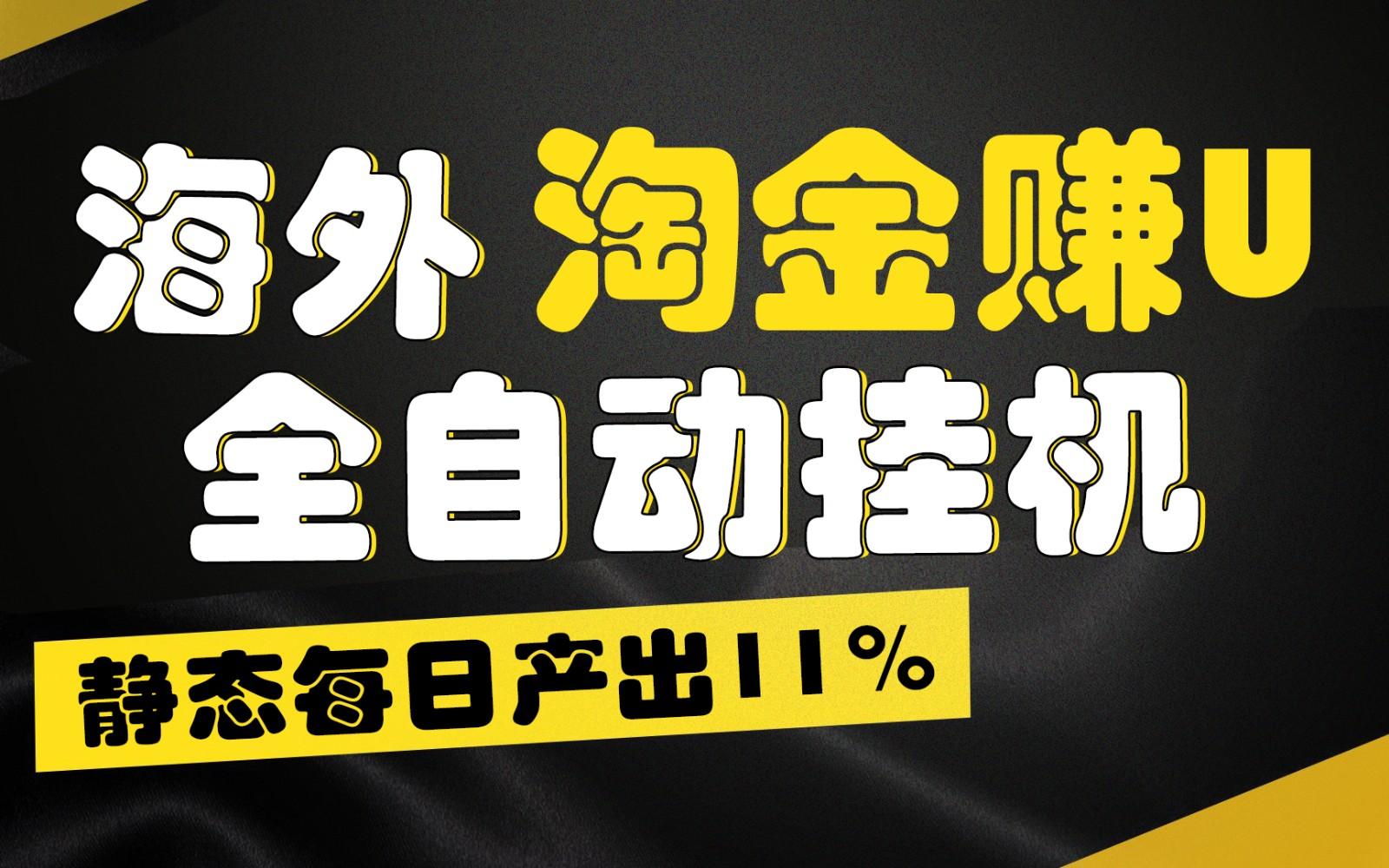 海外淘金赚U，全自动挂机，静态每日产出11%，拉新收益无上限，轻松日入1万+-随风资源网