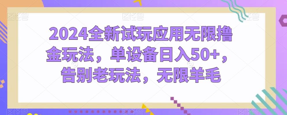 2024全新试玩应用无限撸金玩法，单设备日入50+，告别老玩法，无限羊毛【揭秘】-随风资源网