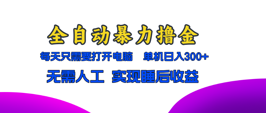 全自动暴力撸金，只需要打开电脑，单机日入300+无需人工，实现睡后收益-随风资源网
