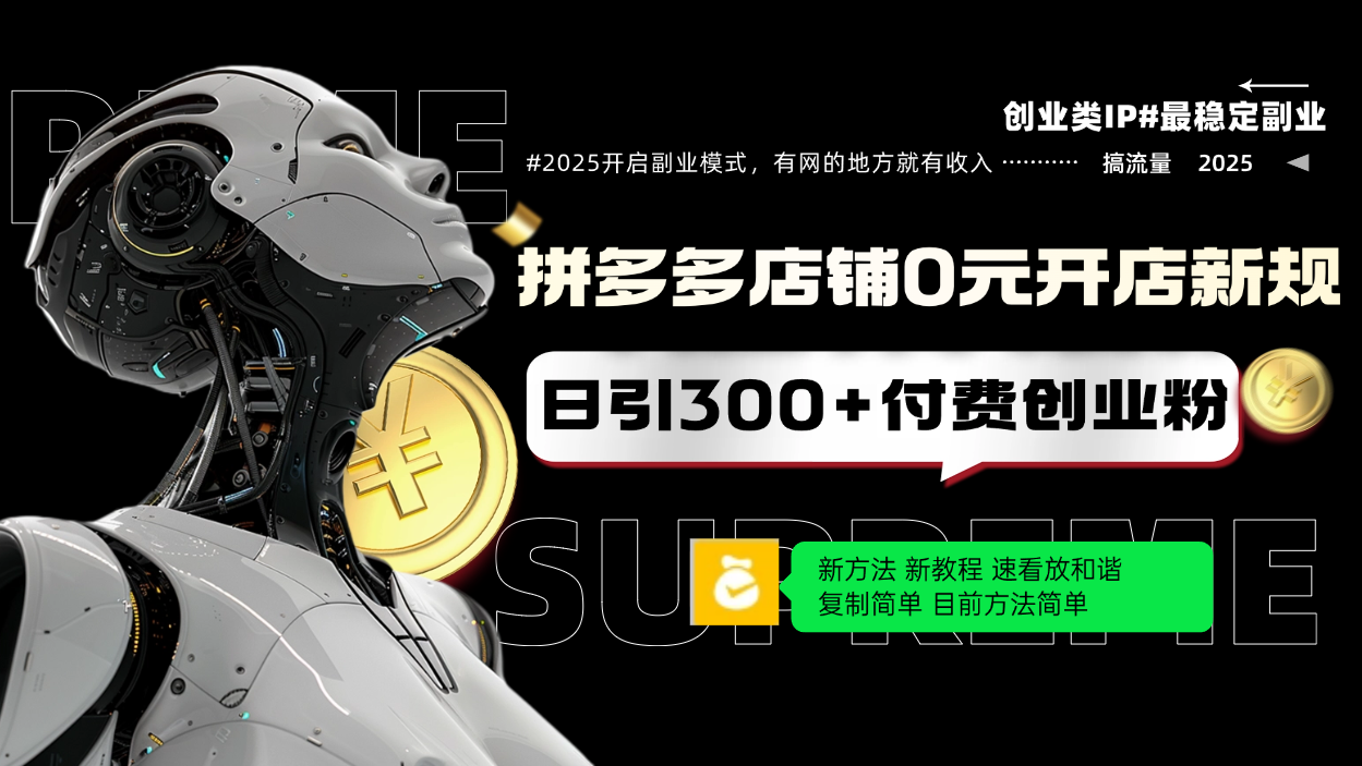 拼多多店铺0元开店新规，日引300+付费创业粉，目前方法简单复制粘贴可矩阵-随风资源网