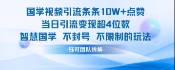 国学视频引流条条10W+点赞当日引流变现超4位数-随风资源网