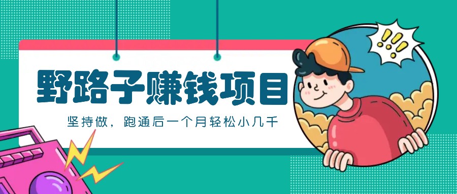 一个人就能操作的野路子赚钱项目，零成本零门槛坚持做，跑通后一个月小几千！-随风资源网