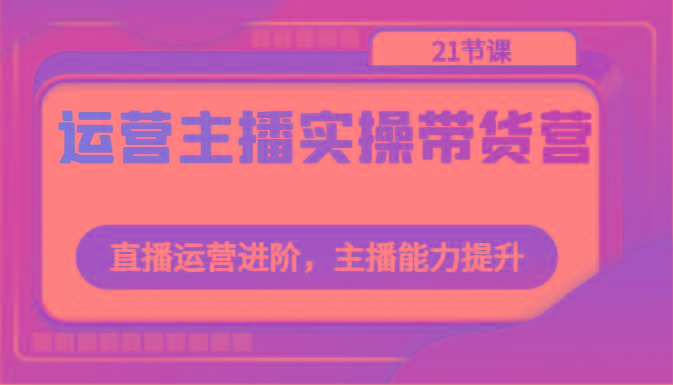 运营主播实操带货营：直播运营进阶，主播能力提升(21节课)-随风资源网