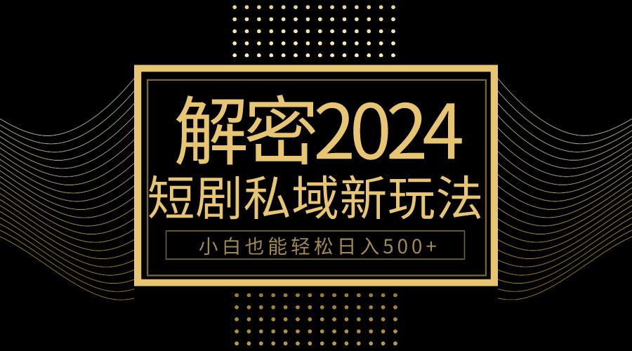 (9951期)10分钟教会你2024玩转短剧私域变现，小白也能轻松日入500+-随风资源网