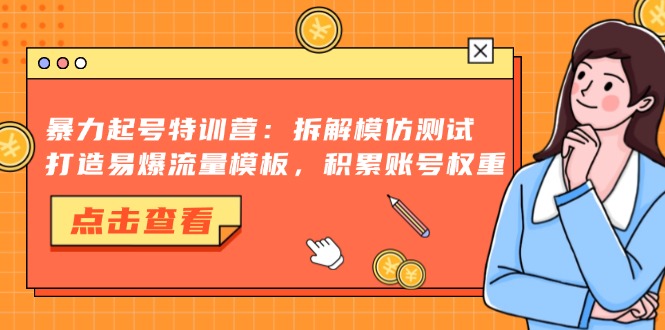 暴力起号特训营：拆解模仿测试，打造易爆流量模板，积累账号权重-随风资源网