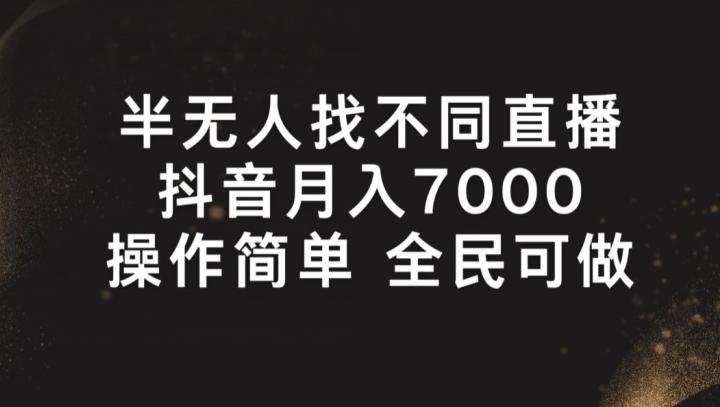 半无人找不同直播，月入7000+，操作简单 全民可做【揭秘】-随风资源网