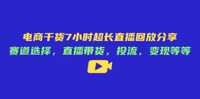 电商干货7小时超长直播回放分享：赛道选择，直播带货，投流，变现等等-随风资源网