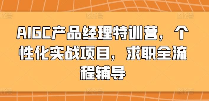 AIGC产品经理特训营，个性化实战项目，求职全流程辅导-随风资源网