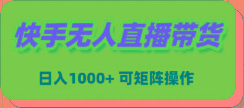 (9542期)快手无人直播带货，新手日入1000+ 可矩阵操作-随风资源网