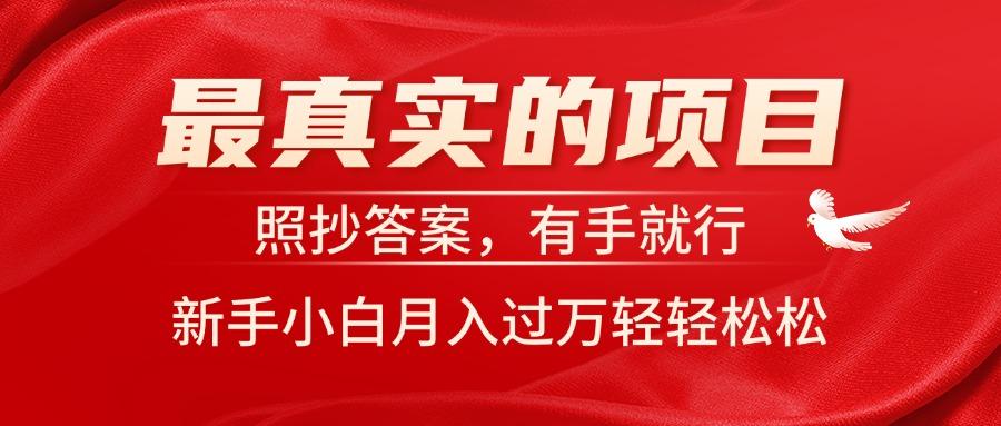 最真实的项目，照抄答案，有手就行，新手小白月入过万轻轻松松-随风资源网