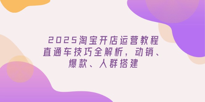 2025淘宝开店运营教程更新，直通车技巧全解析，动销、爆款、人群搭建-随风资源网
