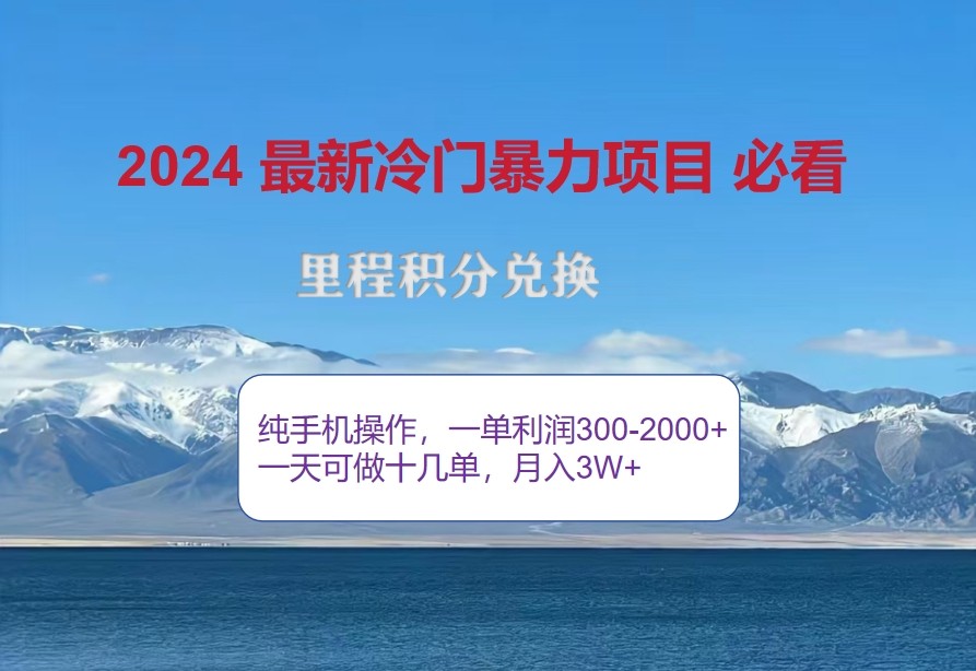 2024惊爆冷门暴利，里程积分最新玩法，高爆发期，一单300+—2000+-随风资源网