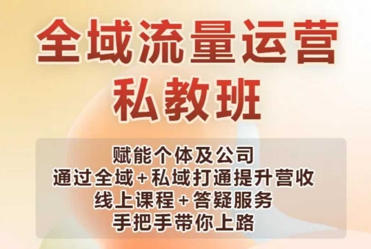 全域流量运营操盘课，赋能个体及公司通过全域+私域打通提升营收-随风资源网