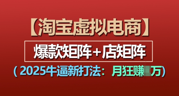 淘宝虚拟电商，2025牛逼新打法：爆款矩阵+店矩阵，月入过万-随风资源网