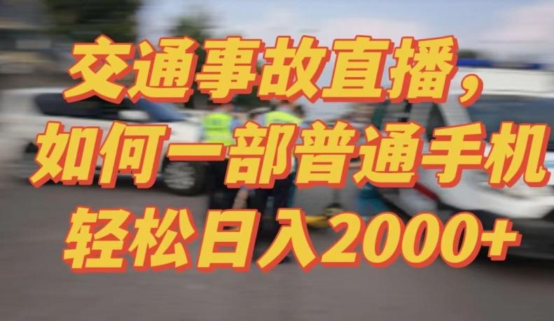 2024最新玩法半无人交通事故直播，实战式教学，轻松日入2000＋，人人都可做【揭秘】-随风资源网
