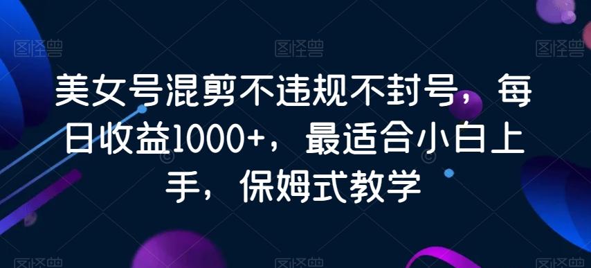 美女号混剪不违规不封号，每日收益1000+，最适合小白上手，保姆式教学-随风资源网