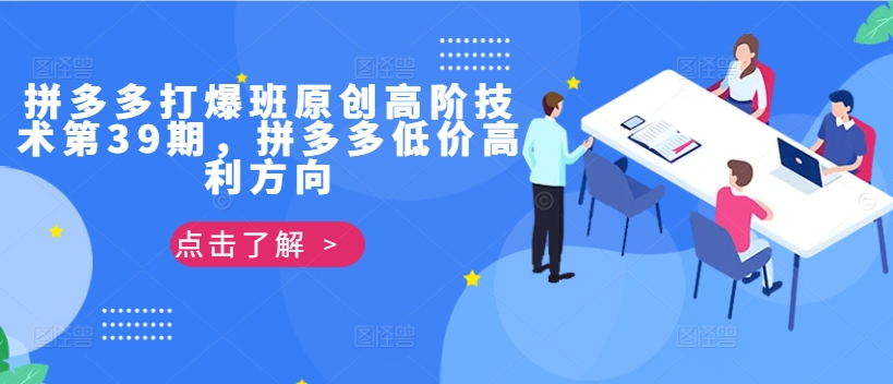 拼多多打爆班原创高阶技术第39期，拼多多低价高利方向-随风资源网