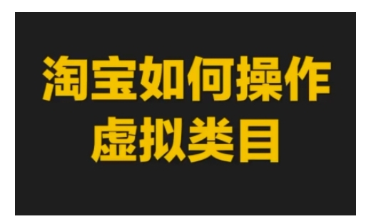淘宝如何操作虚拟类目，淘宝虚拟类目玩法实操教程-随风资源网
