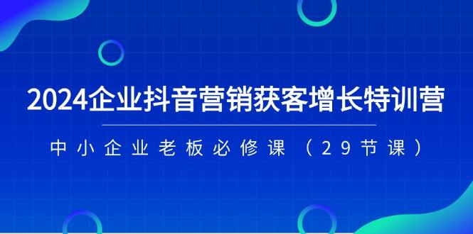 2024企业抖音-营销获客增长特训营，中小企业老板必修课(29节课-随风资源网