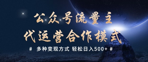 公众号流量主代运营  多种变现方式 轻松日入5张【揭秘】-随风资源网
