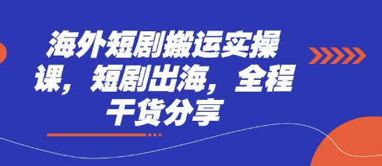 海外短剧搬运实操课，短剧出海，全程干货分享-随风资源网