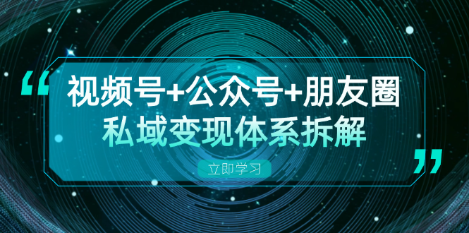 视频号+公众号+朋友圈私域变现体系拆解，全体平台流量枯竭下的应对策略-随风资源网