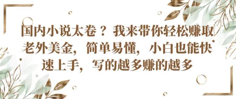 国内小说太卷 ?带你轻松赚取老外美金，简单易懂，小白也能快速上手，写的越多赚的越多【揭秘】-随风资源网