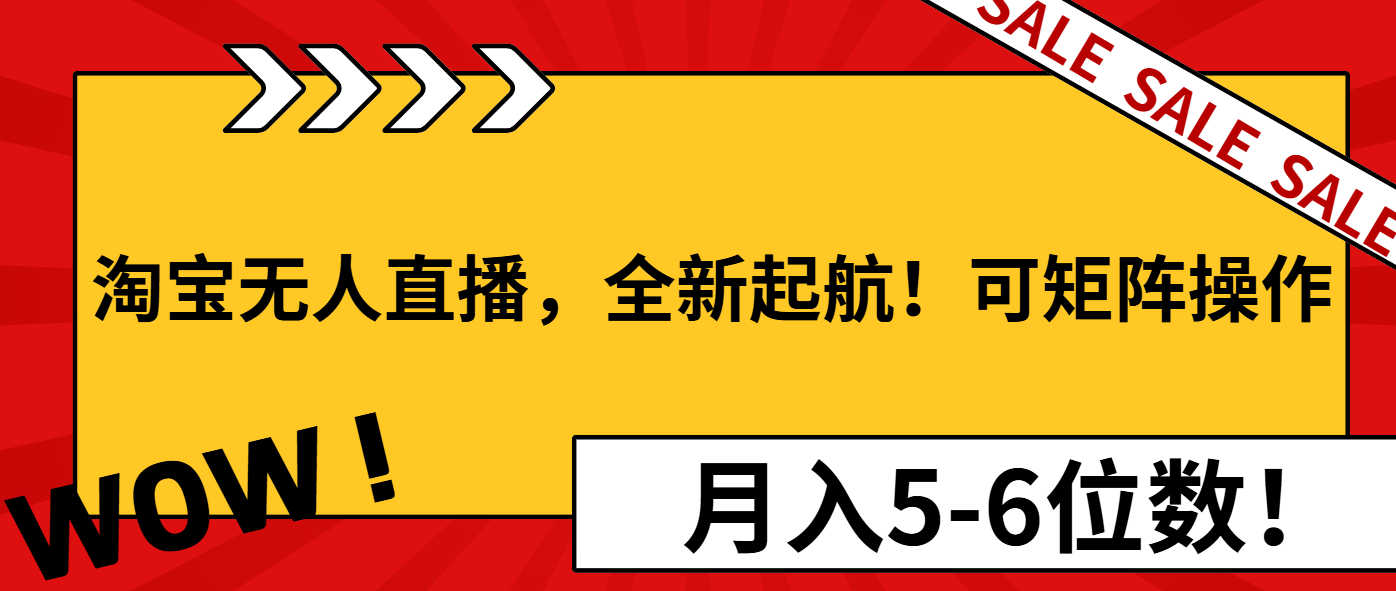 淘宝无人直播，全新起航！可矩阵操作，月入5-6位数！-随风资源网