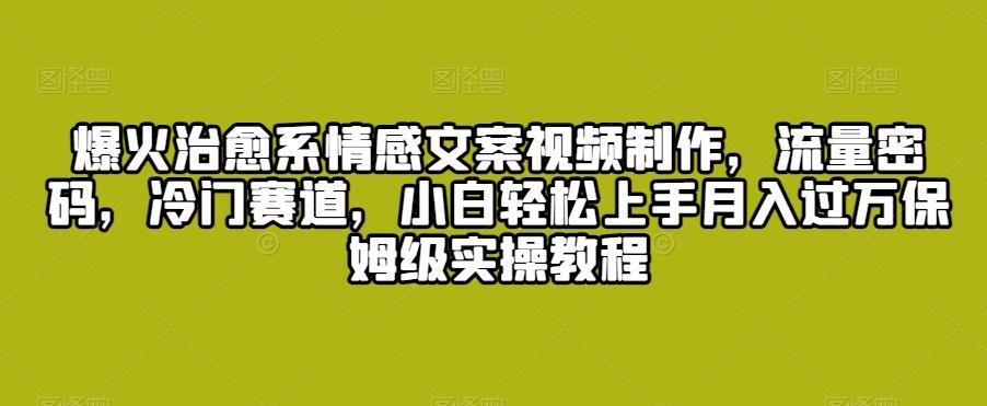 爆火治愈系情感文案视频制作，流量密码，冷门赛道，小白轻松上手月入过万保姆级实操教程【揭秘】-随风资源网