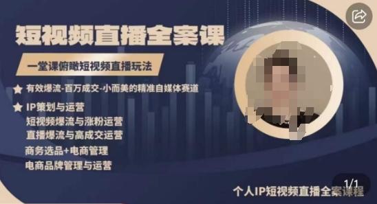 高品质IP短视频直播全案课程，一堂课俯瞰短视频直播玩法-随风资源网