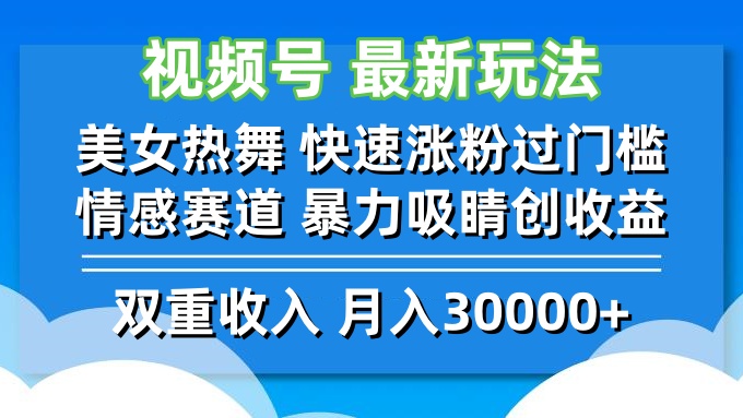 视频号最新玩法 美女热舞 快速涨粉过门槛 情感赛道  暴力吸睛创收益-随风资源网