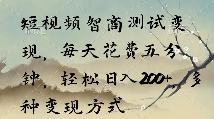 短视频智商测试变现，每天花费五分钟，轻松日入200+，多种变现方式-随风资源网