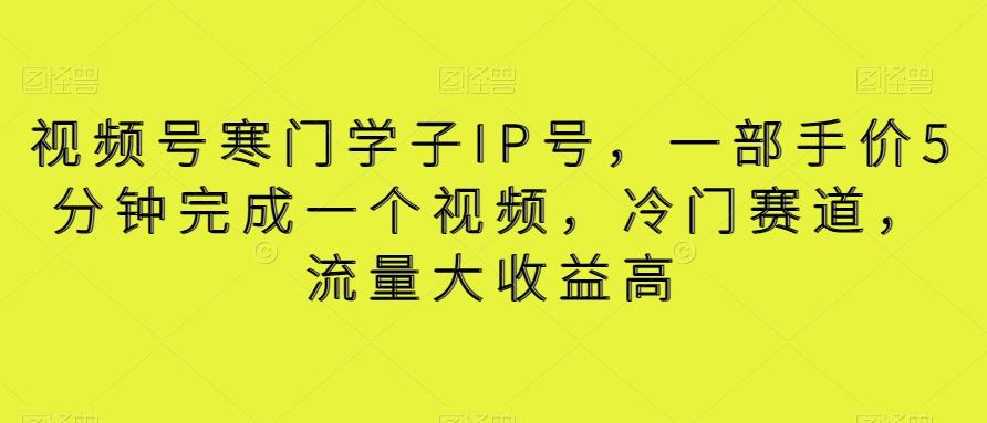 视频号寒门学子IP号，一部手价5分钟完成一个视频，冷门赛道，流量大收益高【揭秘】-随风资源网