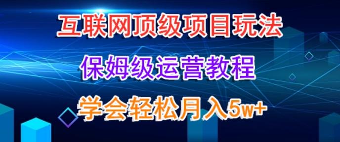 互联网顶级项目玩法，保姆级运营教程，学完轻松月入5万-随风资源网