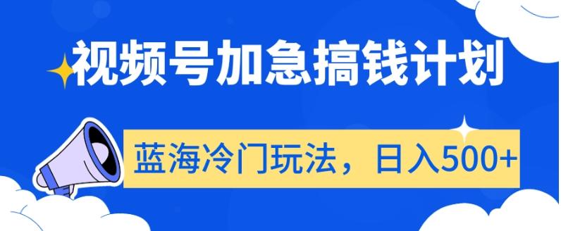 视频号加急搞钱计划，蓝海冷门玩法，日入500+【揭秘】-随风资源网