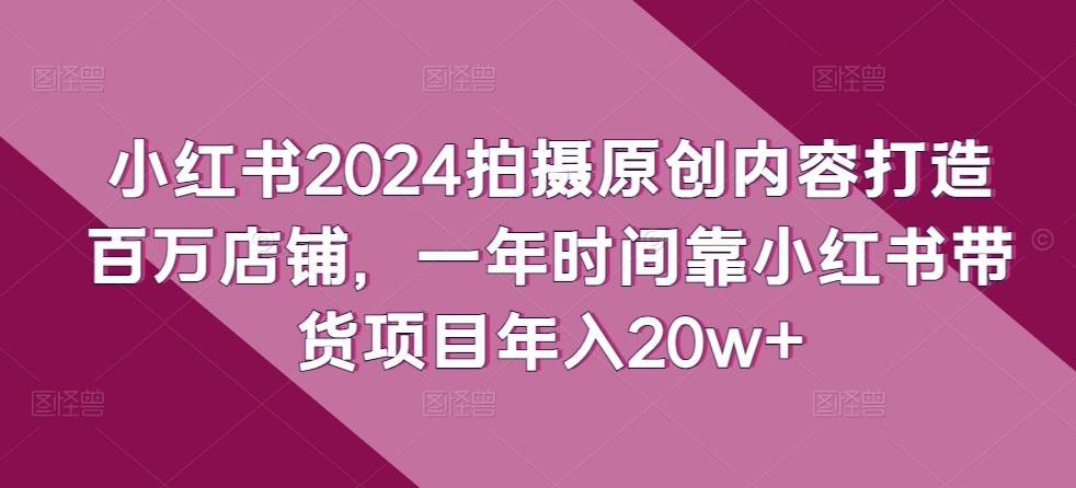 小红书2024拍摄原创内容打造百万店铺，一年时间靠小红书带货项目年入20w+-随风资源网