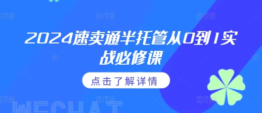 2024速卖通半托管从0到1实战必修课，掌握通投广告打法、熟悉速卖通半托管的政策细节-随风资源网