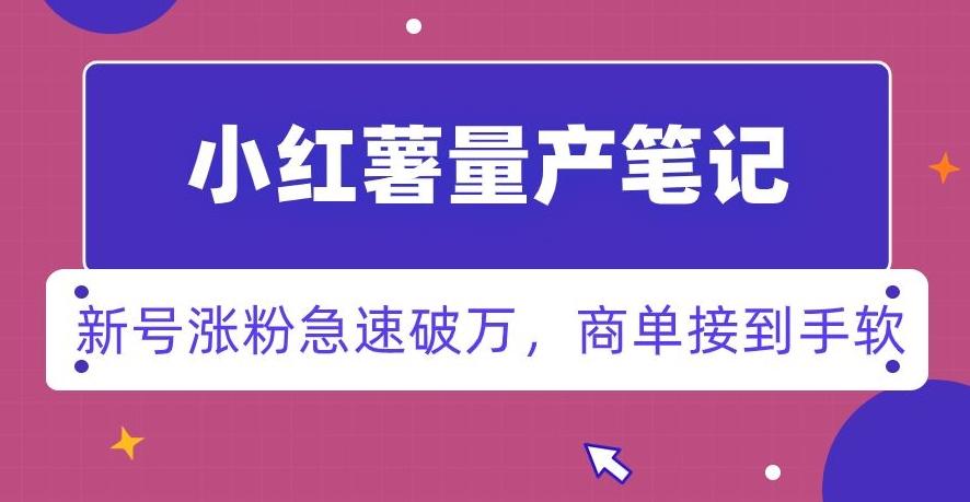 小红书量产笔记，一分种一条笔记，新号涨粉急速破万，新黑马赛道，商单接到手软【揭秘】-随风资源网